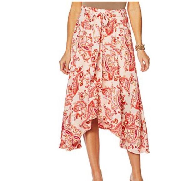 Curations High-Low Skirt Blush Paisley - Picture 1 of 8
